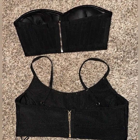 AKIRA Black - 3 Crop Top Corset Bra Top Bustier - Picture 7 of 9